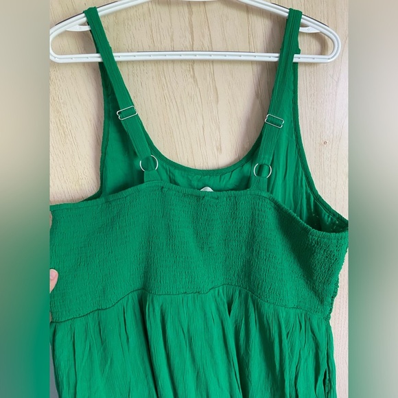 Destination 365 Regular Crinkle Chiffon Crochet Maxi Dress Emerald Green 1X NWT - Picture 6 of 16